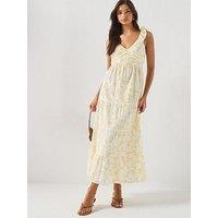 Vero Moda Vmdicthe Sl Frill Ankle Dress Wvn Ga - Yellow