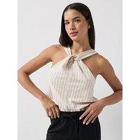 Vero Moda Vmjosephine Striped Knot Top - Grey
