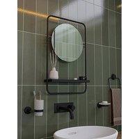 Croydex Furzton Round Mirror Matt Black With Shelf