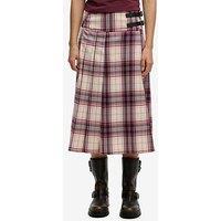 Superdry Check Pleated Midi Skirt - Cream