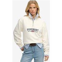 Superdry Athletic Essentials Graphic Half Zip Sweatshirt - Off White
