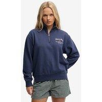 Superdry Athletic Essentials Graphic Half Zip Sweatshirt - Blue