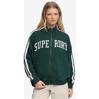 Superdry Ath Ess Applique Loose Zip Track Top - Green