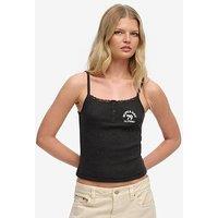 Superdry Athletic Embroidered Button Cami Top - Grey