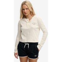 Superdry Athletic Essentials Button Down Long Sleeve Top - White