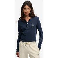 Superdry Athletic Essentials Button Down Long Sleeve Top - Blue