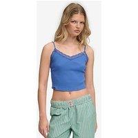 Superdry Essential Lace Trim Crop Cami Top - Blue
