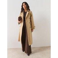 Mango Long Double-Breasted Trench Coat - Beige