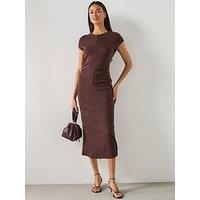 Mango Midi-Dress With Draped Detail - Brown