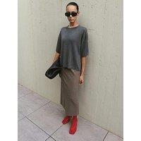 Mango Oversize Short Sleeve Sweater - Grey
