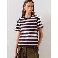 Mango Striped Short-Sleeved T-Shirt - Brown