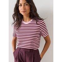Mango Striped Short-Sleeved T-Shirt - Pink