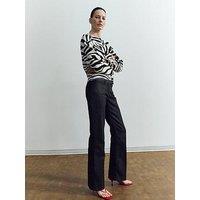 Mango Zebra Print Knitted Jumper - Black