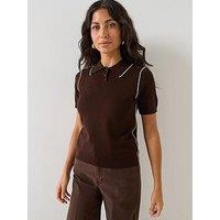 Mango Contrasting Stripe Jumper - Brown