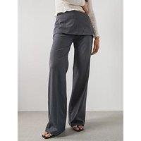 Mango Straight-Leg Trousers With A Mixed Design - Grey