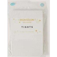 Monsoon Girls Heart Sheer Tights - White