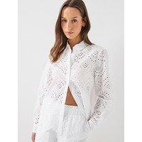 Pieces Pcvilde Long Sleeve Shirt Wvn Noos - White