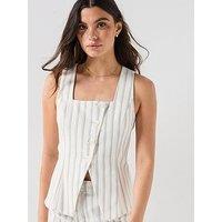Vero Moda Miona Sleeveless Striped Waistcoat - White