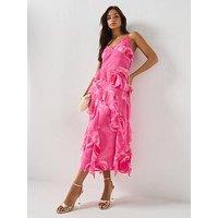 Vero Moda Vmsmilla S/L V-Neck Long Frill Dress Wvn - Pink