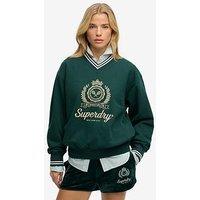 Superdry Country Club Loose V Neck Sweatshirt - Green