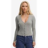 Superdry Athletic Essential Pointelle Cardigan - Grey