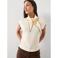 Mango Knitted Top With Scarf Detail - Yellow