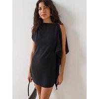 Mango Short Asymmetrical Sleeve Dress - Black