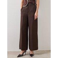 Mango High-Waisted Lyocell Trousers - Brown