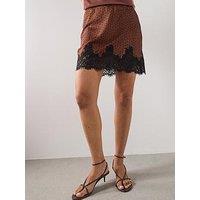 Mango Polka Dot Slip Skirt - Brown