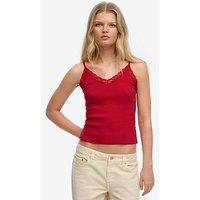 Superdry Essential Lace Trim Cami Top - Red