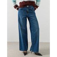 Mango Low-Rise Wide Leg Jeans - Blue