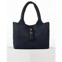 Luella Grey Saskia Large Large Woven Tote In Navy