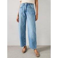 Mango High-Waisted Barrel Jeans - Blue