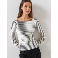 Mango Cotton Boat Neck T-Shirt - White