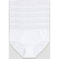 The Very Collection 5 Pack Cotton Lace Trim High Waist Briefs - White