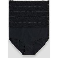 The Very Collection 5 Pack Cotton Lace Trim High Waist Briefs - Black