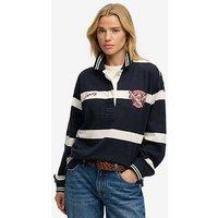 Superdry Crest Stripe Rugby Top - Blue