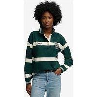 Superdry Crest Stripe Rugby Top - Green