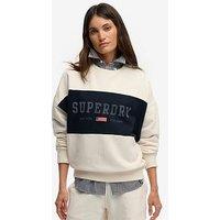 Superdry Athletic Essentials Flag Embroidered Relaxed Sweatshirt - White