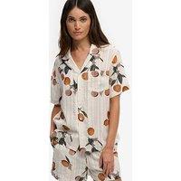 Superdry Printed Short Sleeve Beach Shirt - Cream