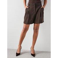 Mango Straight Mid-Rise Bermuda Shorts - Brown