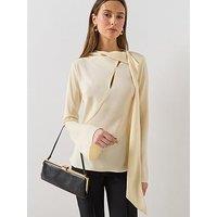 Mango Blouse With Scarf Slits - Beige