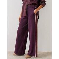 Mango Knitted Trousers With Contrasting Stripe - Burgundy