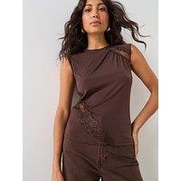 Mango Ruched Fitted Top - Brown