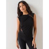 Mango Ruched Fitted Top - Black