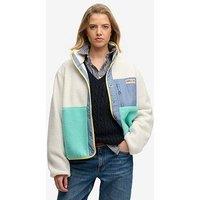 Superdry Colour Block Fleece Jacket - White