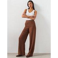 Mango Lyocell Trousers With A Combined Waistband And Stripes - Brown