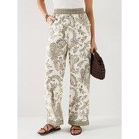 Only Onlliana Leya Paisley Print Trousers - Green