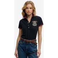 Superdry Heritage Slim Fit Crest Polo - Blue