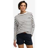 Superdry Studios Boat Neck Slub Long Sleeve Top - Blue Stripe